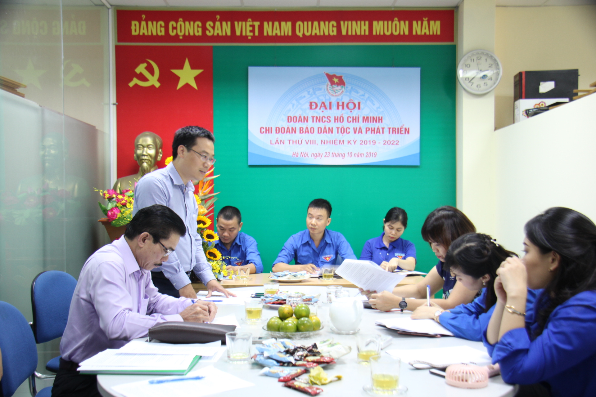 Ông Nguyễn Văn Chính, Bí thư Đoàn thanh niên UBDT phát biểu tại Đại hội