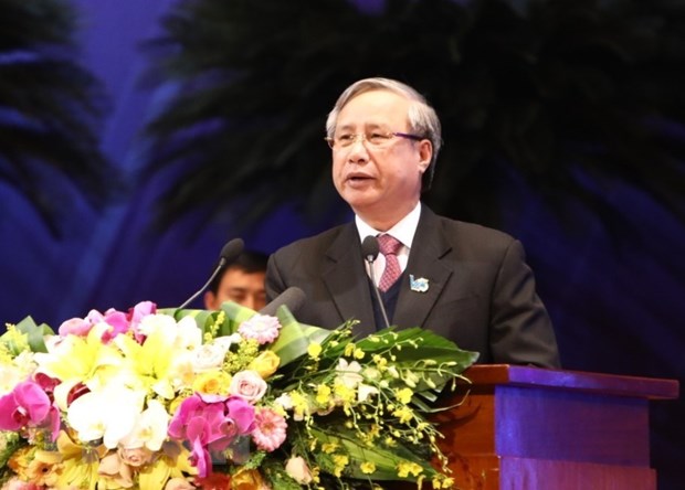 Thường trực Ban Bí thư Trung ương Đảng Trần Quốc Vượng phát biểu chỉ đạo đại hội. 