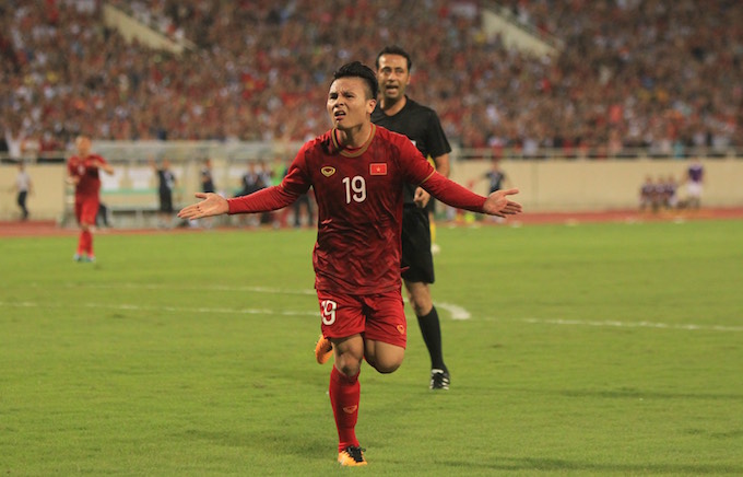 Quang Hải ghi bàn thắng duy nhất của trận đấu (Ảnh: bongdaplus)