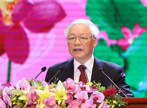 Tổng Bí thư, Chủ tịch nước Nguyễn Phú Trọng đọc diễn văn Lễ Kỷ niệm.