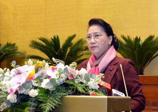 Chủ tịch Quốc hội Nguyễn Thị Kim Ngân phát biểu tại Hội nghị - Ảnh: TTXVN