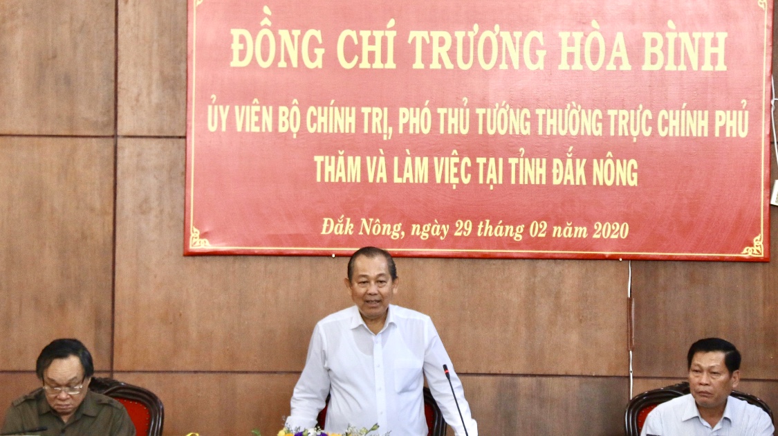 Phó Thủ tướng Thường trực Chính Phủ Trương Hòa Bình phát biểu tại buổi làm việc