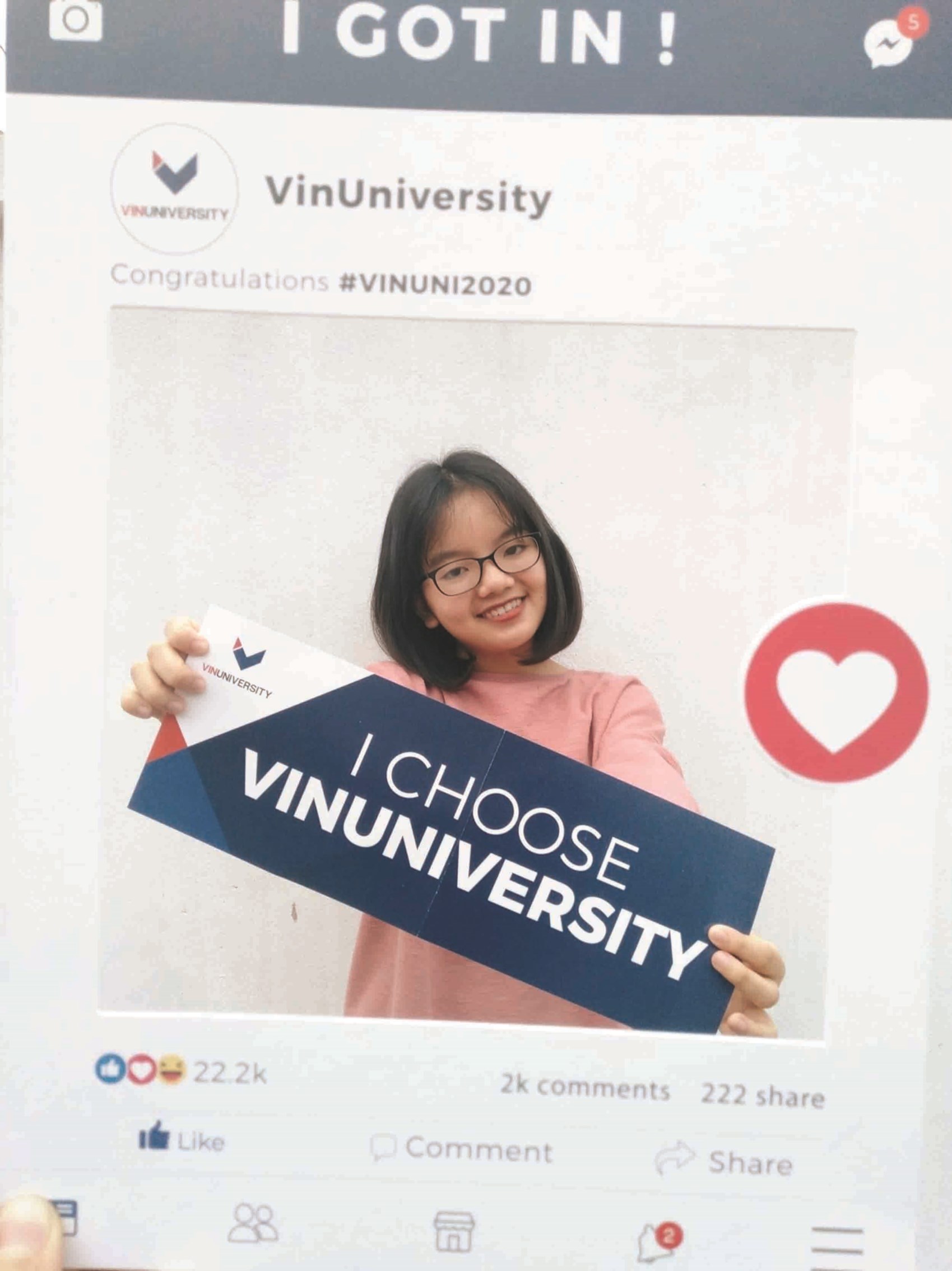 Việt Anh vừa giành được học bổng 100% học phí của Đại học Vinuni (Trường Đại học của Tập đoàn Vingroup)