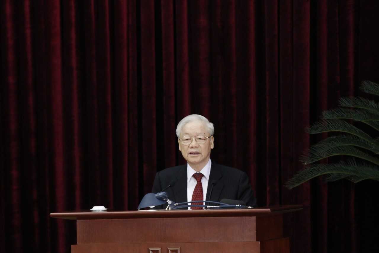 Tổng Bí thư Nguyễn Phú Trọng phát biểu bế mạc Hội nghị - Ảnh: VGP/Nhật Bắc
