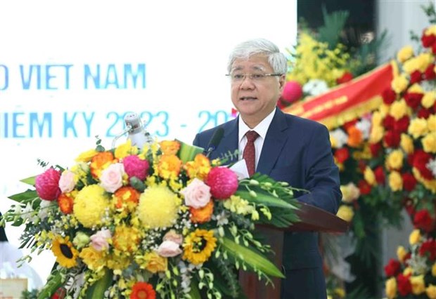 Chủ tịch Ủy ban Trung ương Mặt trận Tổ quốc Việt Nam Đỗ Văn Chiến phát biểu - Ảnh: TTXVN