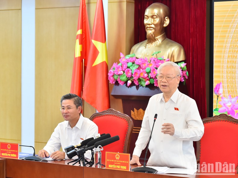 Tổng Bí thư Nguyễn Phú Trọng phát biểu tại Hội nghị Đại biểu Quốc hội tiếp xúc cử tri trước Kỳ họp thứ 6, Quốc hội khóa XV.