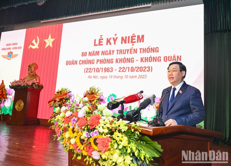 Chủ tịch Quốc hội Vương Đình Huệ phát biểu tại lễ kỷ niệm. (Ảnh: Duy Linh)
