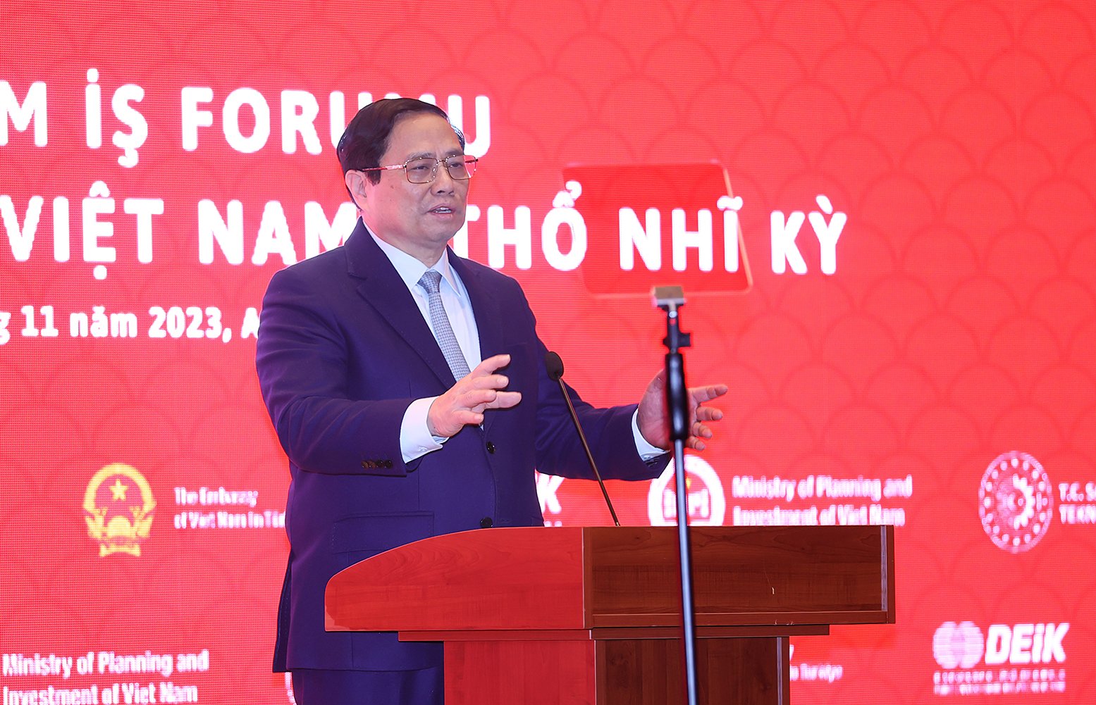 Thủ tướng Phạm Minh Chính khẳng định, Việt Nam tạo điều kiện tốt nhất cho các doanh nghiệp lớn, công nghệ cao, có kinh nghiệm quản lý, trong đó có doanh nghiệp Thổ Nhĩ Kỳ vào đầu tư, kinh doanh tại Việt Nam - Ảnh: VGP/Nhật Bắc