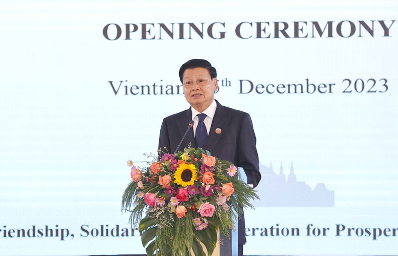 Tổng Bí thư, Chủ tịch nước Lào Thoongloun Sisoulith phát biểu. (Ảnh: quochoi.vn)