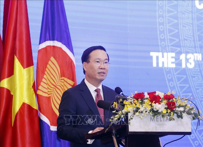 Chủ tịch nước Võ Văn Thưởng phát biểu tại lễ khai mạc Hội nghị Viện trưởng Viện Kiểm sát, Viện Công tố các nước ASEAN-Trung Quốc lần thứ XIII - Ảnh: TTXVN