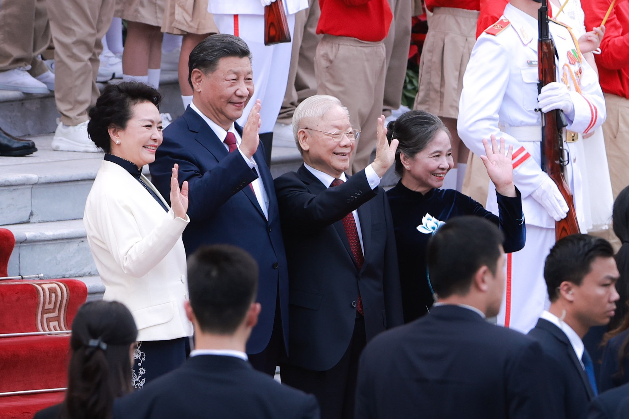 Tổng Bí thư Nguyễn Phú Trọng và Phu nhân cùng Tổng Bí thư, Chủ tịch nước Trung Quốc Tập Cận Bình và Phu nhân - Ảnh: VGP/Nhật Bắc