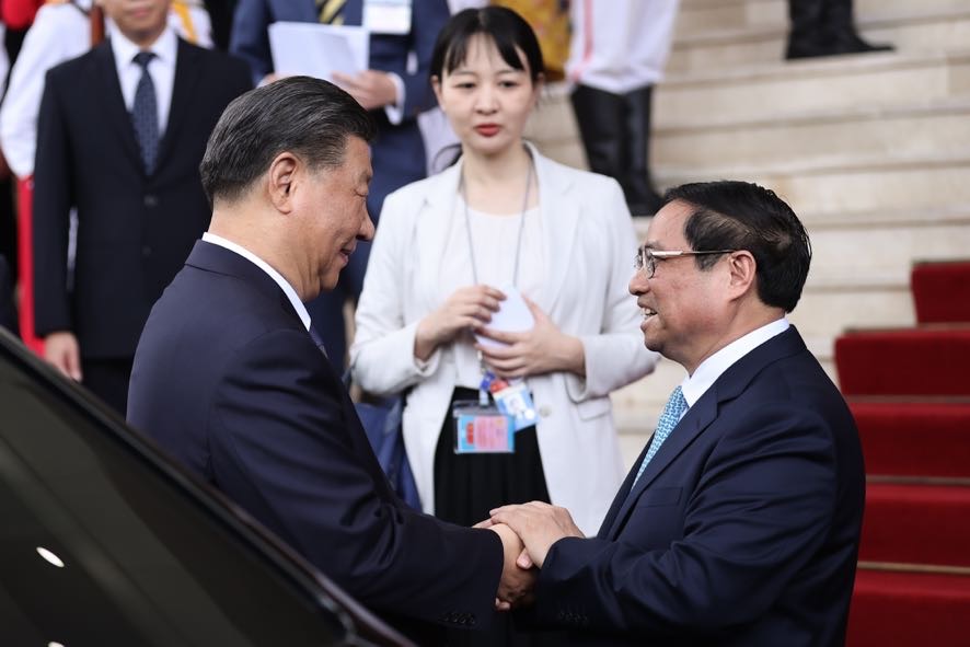 Thủ tướng Phạm Minh Chính đón Tổng Bí thư, Chủ tịch nước Trung Quốc Tập Cận Bình - Ảnh: VGP/Nhật Bắc