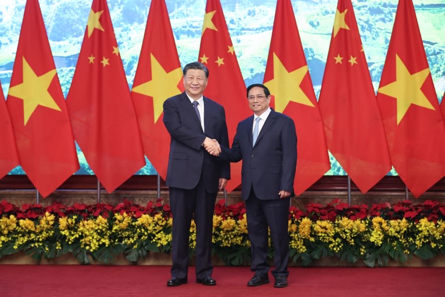 Thủ tướng Phạm Minh Chính và Tổng Bí thư, Chủ tịch nước Trung Quốc Tập Cận Bình - Ảnh: VGP/Nhật Bắc