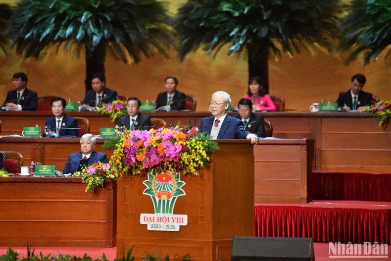 Tổng Bí thư Nguyễn Phú Trọng khẳng định, Đảng, Nhà nước luôn đánh giá cao những đóng góp quan trọng của nông dân. (Ảnh: ĐĂNG KHOA)