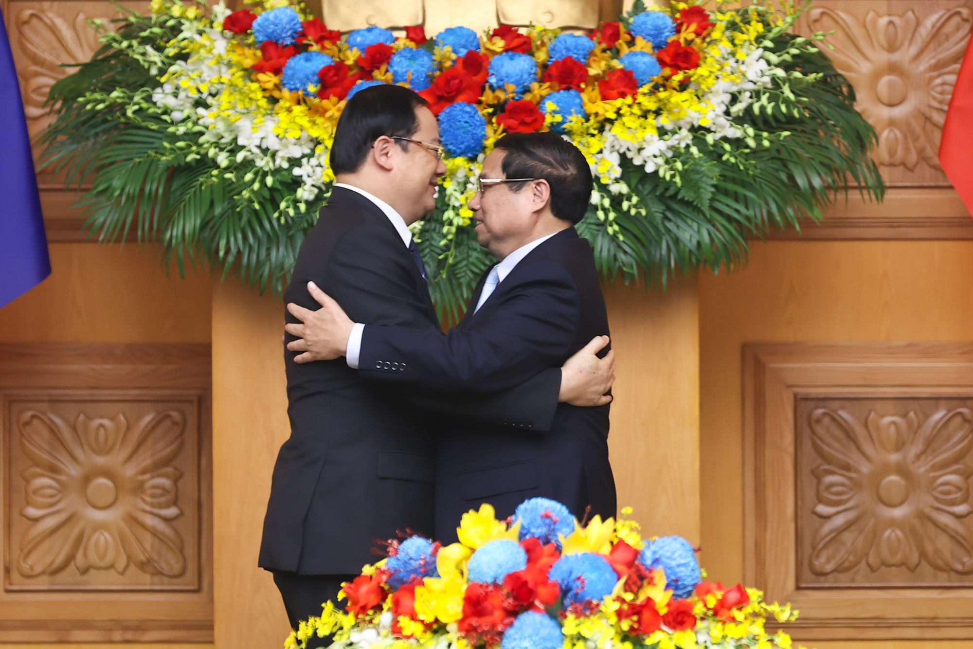 Thủ tướng Sonexay Siphandone cảm ơn sự đón tiếp nồng hậu và trọng thị của Chính phủ và nhân dân Việt Nam dành cho Đoàn đại biểu cấp cao Chính phủ Lào - Ảnh: VGP/Nhật Bắc