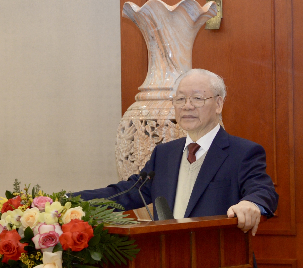 Tổng Bí thư Nguyễn Phú Trọng phát biểu chỉ đạo tại phiên họp - Ảnh: VOV