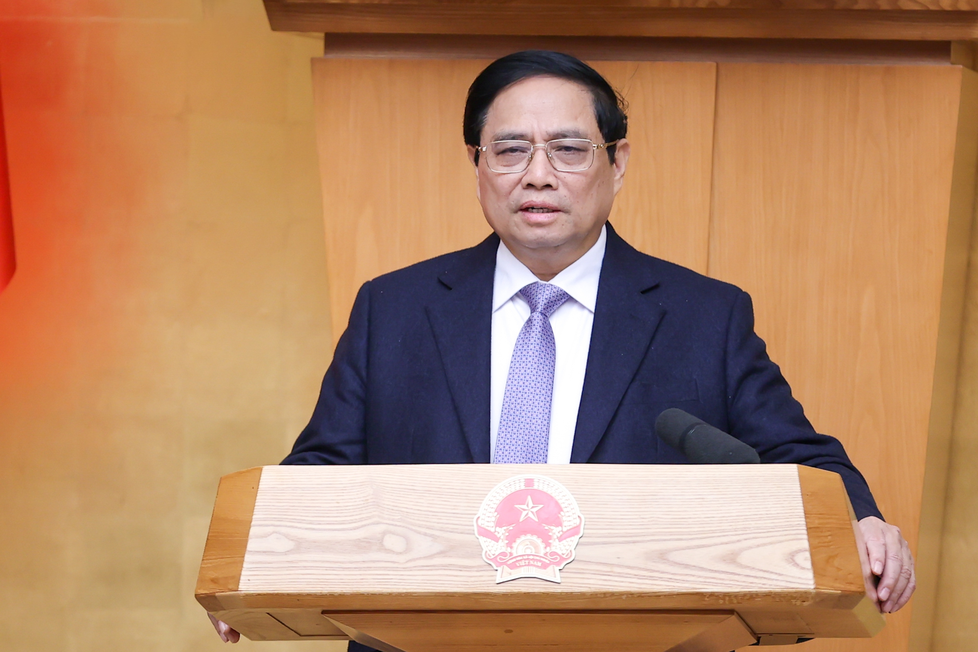 Thủ tướng Phạm Minh Chính phát biểu khai mạc phiên họp Chính phủ thường kỳ tháng 2/2024 - Ảnh: VGP/Nhật Bắc