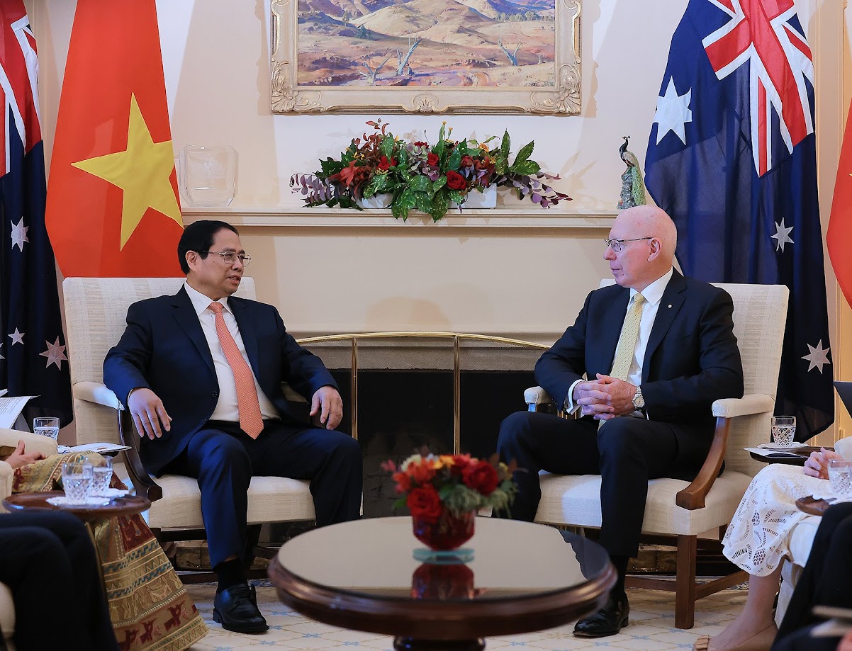 Thủ tướng Chính phủ Phạm Minh Chính hội kiến Toàn quyền Australia David Hurley - Ảnh: VGP/Nhật Bắc