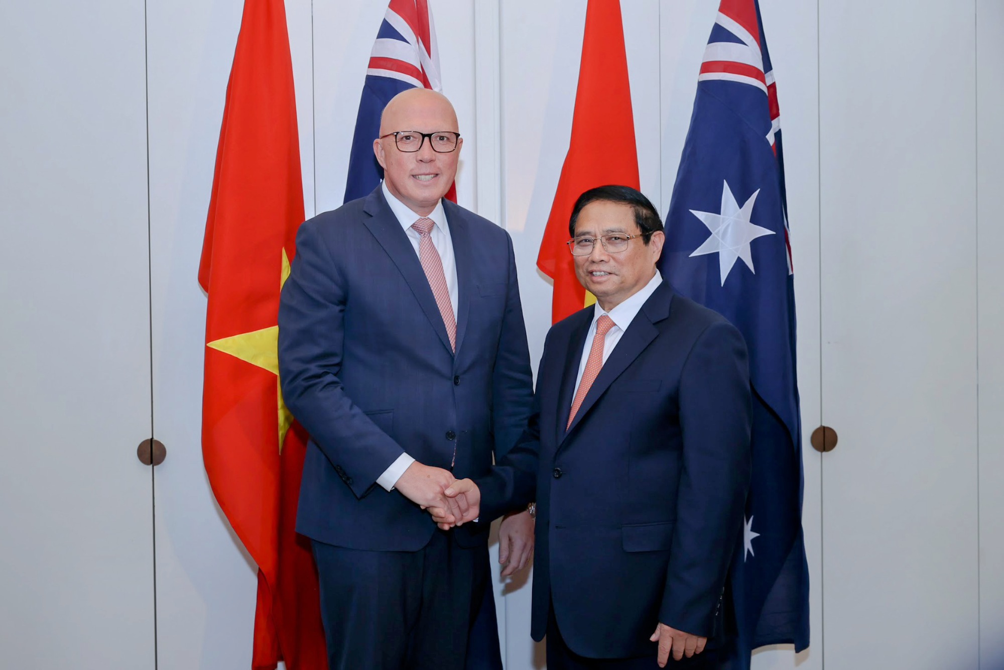 Thủ tướng Chính phủ Phạm Minh Chính bày tỏ mong muốn Đảng Tự do Australia tiếp tục ủng hộ các chính sách tạo điều kiện thuận lợi cho cộng đồng người Việt Nam sinh sống, làm việc và học tập tại Australia, đóng góp cho sự phát triển của Australia và quan hệ hai nước - Ảnh: VGP/Nhật Bắc