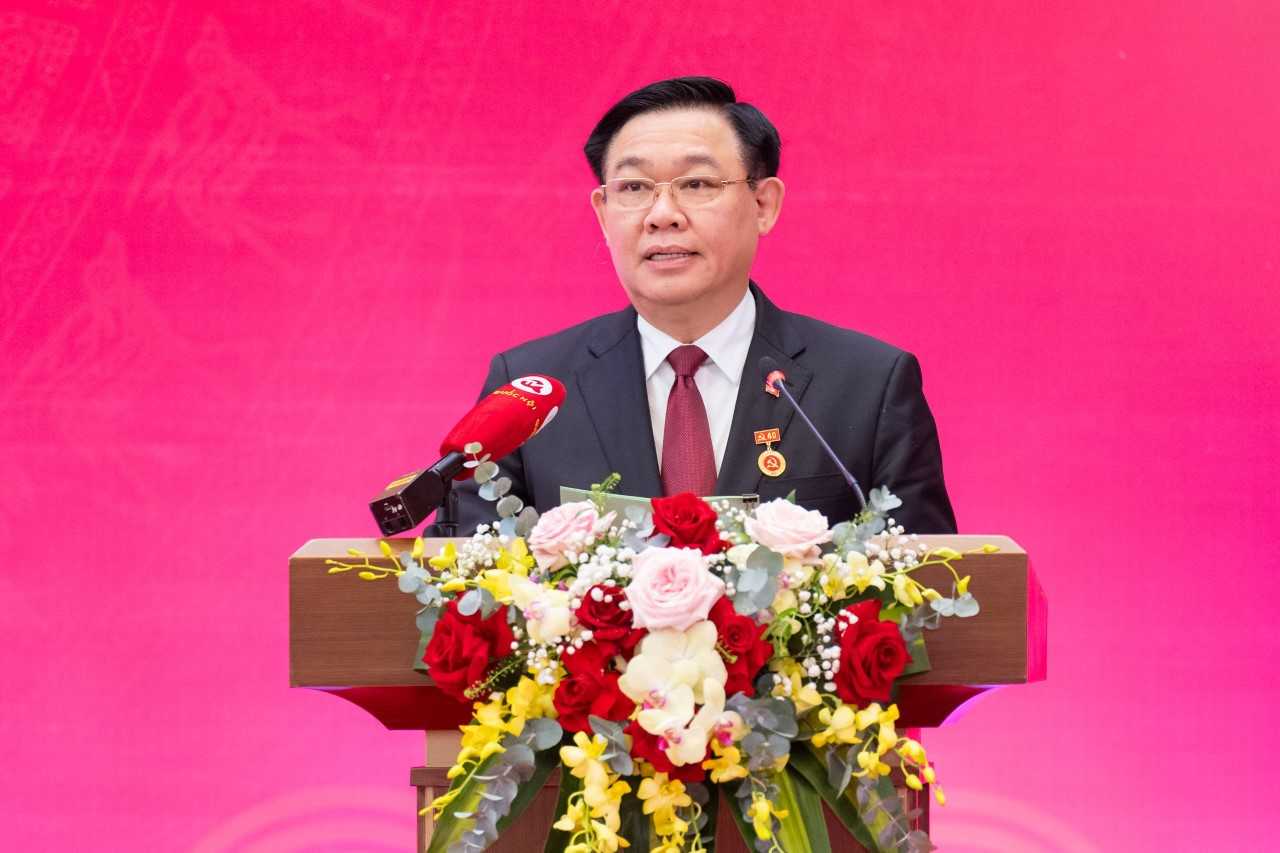 Chủ tịch Quốc hội Vương Đình Huệ phát biểu tại buổi lễ: Ảnh: VGP/ĐH