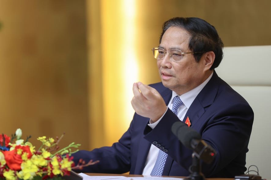 Thủ tướng Phạm Minh Chính cho biết, để hỗ trợ, đồng hành với doanh nghiệp Hoa Kỳ tham gia đầu tư, sản xuất, kinh doanh ở Việt Nam góp phần cụ thể hóa quan hệ Đối tác Chiến lược toàn diện giữa hai nước, Chính phủ Việt Nam cam kết ""3 bảo đảm" và "3 cùng" - Ảnh: VGP/Nhật Bắc