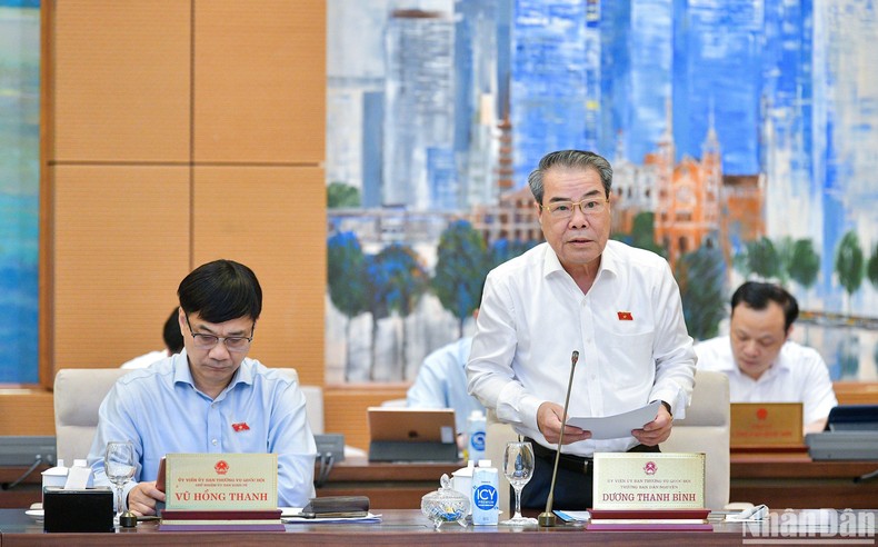Trưởng Ban Dân nguyện Dương Thanh Bình trình bày báo cáo công tác dân nguyện của Quốc hội tháng 3/2024. (Ảnh: DUY LINH)