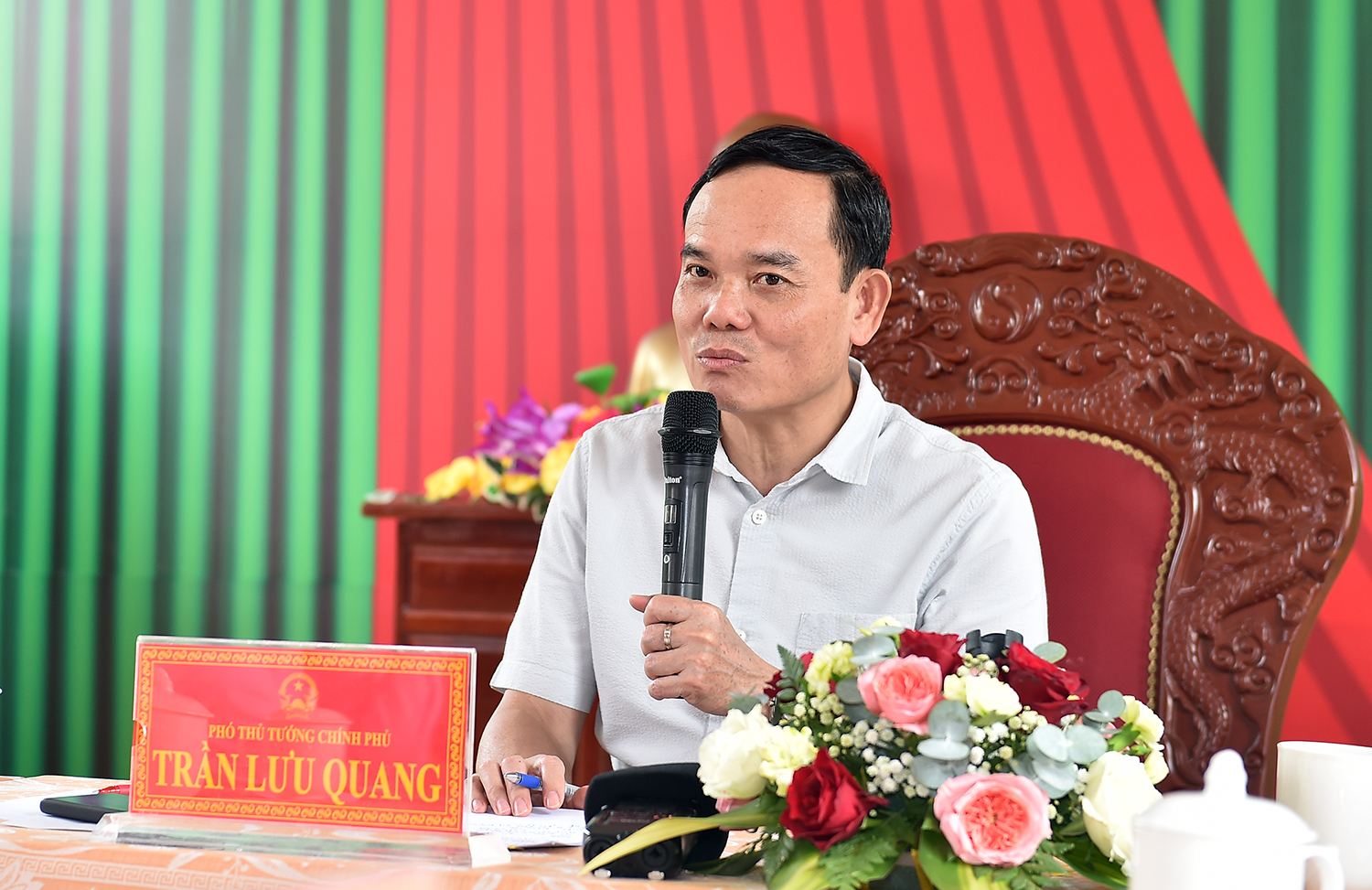 Phó Thủ tướng Trần Lưu Quang làm việc với Ban Quản lý Vườn quốc gia Chư Mom Ray, tỉnh Kon Tum về công tác quản lý, bảo vệ và phòng cháy rừng - Ảnh: VGP/Hải Minh