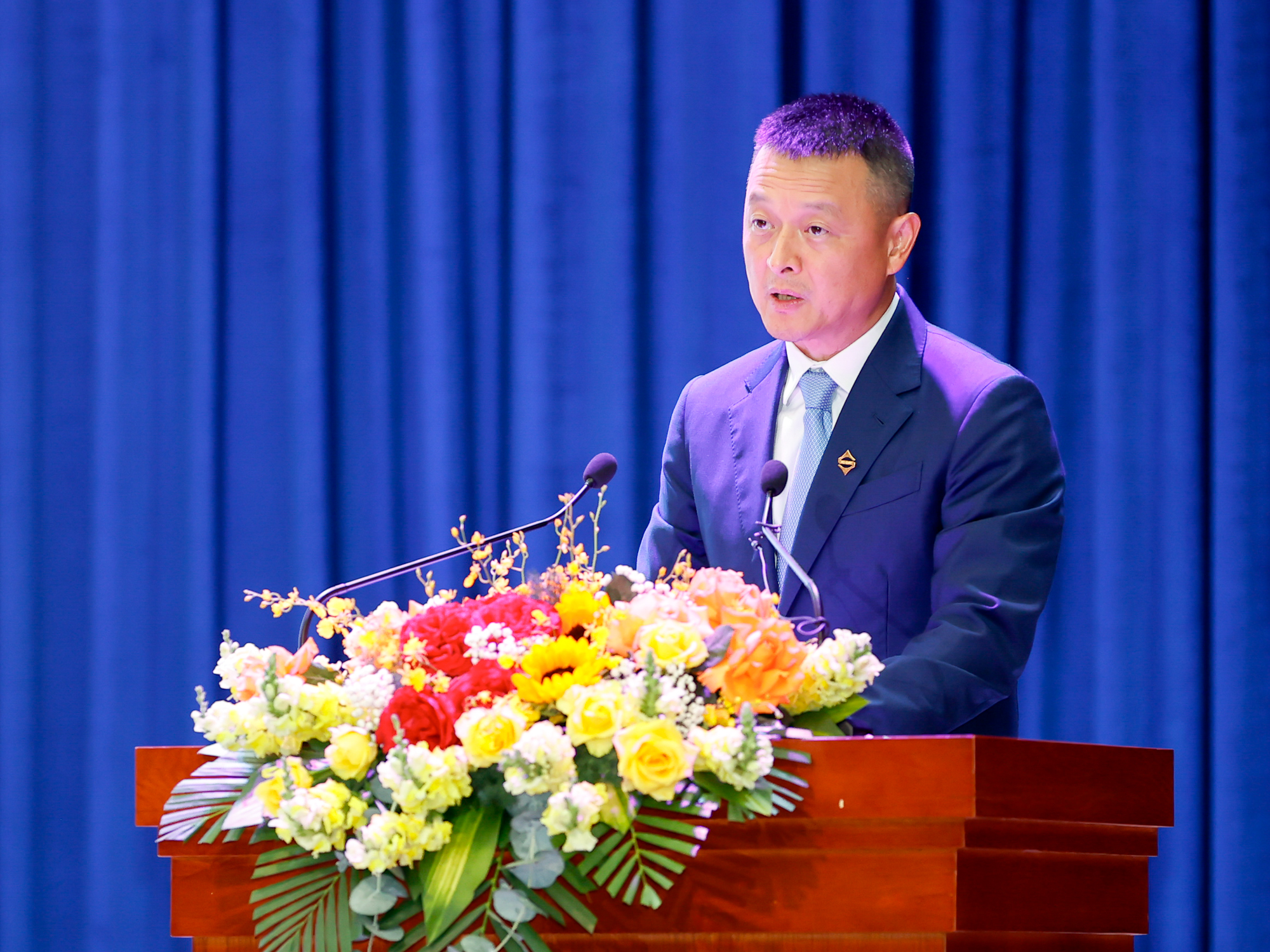 Chủ tịch Tập đoàn Sungroup Trần Minh Trưởng, đại diện doanh nghiệp đầu tư có hiệu quả ở tỉnh Tây Ninh phát biểu tại hội nghị - Ảnh: VGP/Nhật Bắc