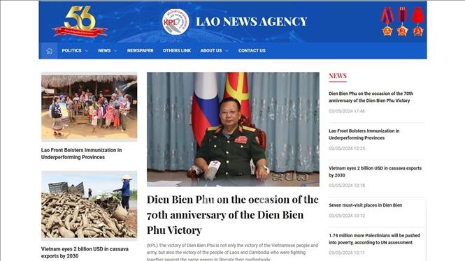 Hãng thông tấn Lào đăng bài viết về kỷ niệm 70 năm Chiến thắng Điện Biên Phủ (Ảnh: TTXVN)
