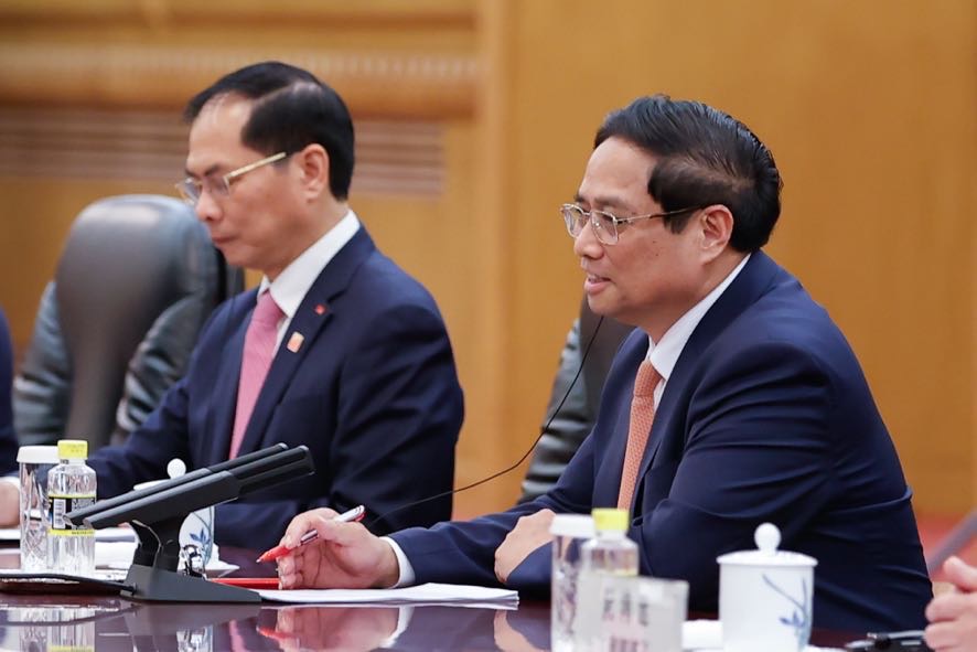 Thủ tướng khẳng định, phát triển quan hệ ổn định, bền vững, lâu dài với Trung Quốc là chủ trương nhất quán, yêu cầu khách quan, lựa chọn chiến lược, ưu tiên hàng đầu trong đường lối đối ngoại độc lập tự chủ, đa phương hóa, đa dạng hóa của Việt Nam - Ảnh: VGP/Nhật Bắc