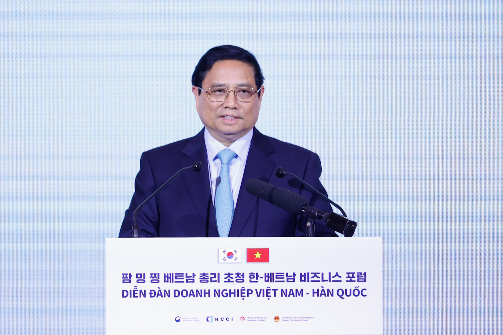 Thủ tướng Phạm Minh Chính cho rằng quan hệ Việt Nam-Hàn Quốc đang ở giai đoạn ""đủ độ chín" sau hơn 30 năm thiết lập - Ảnh: VGP/Nhật Bắc