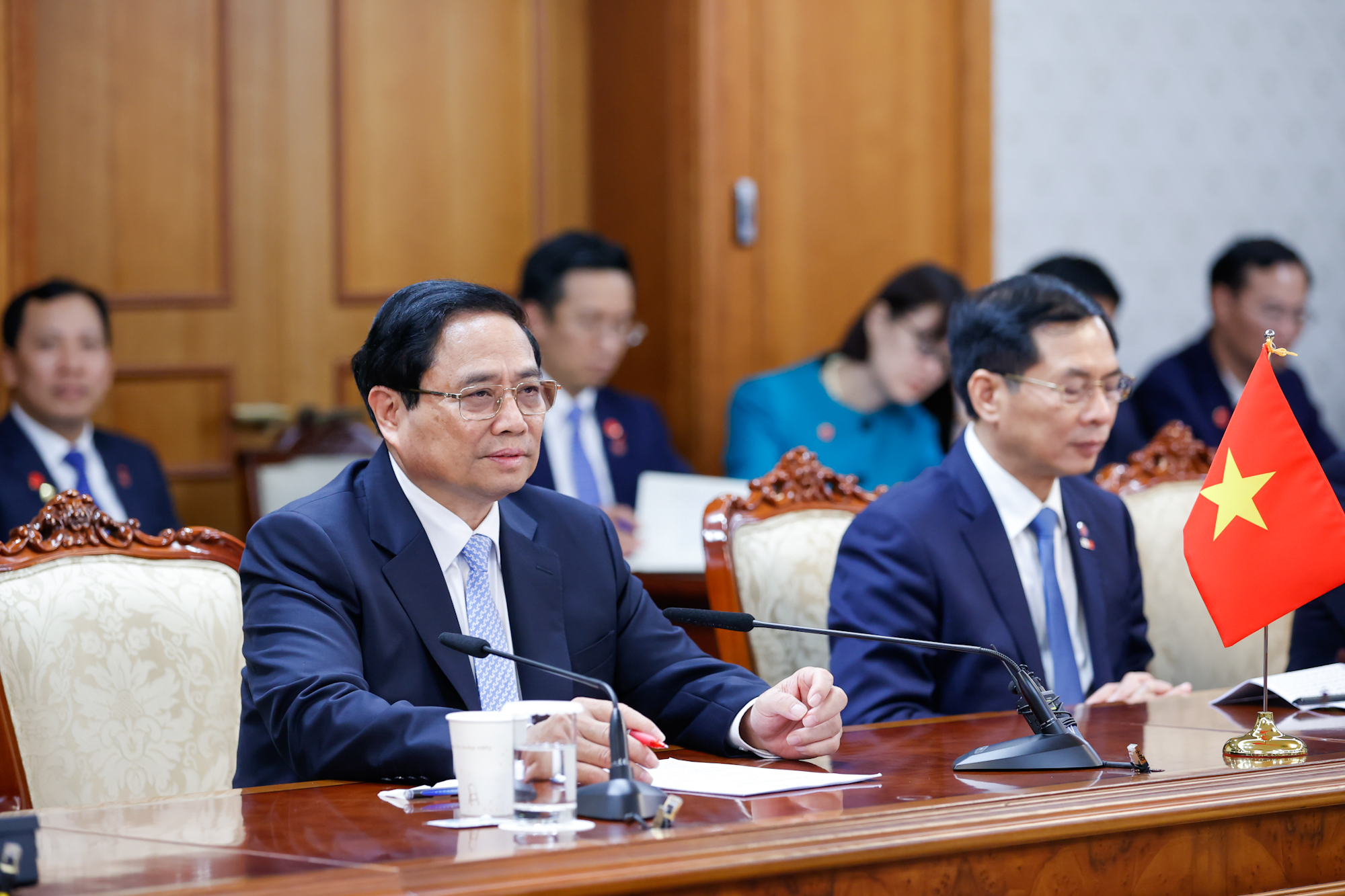 Thủ tướng Phạm Minh Chính nhấn mạnh 8 điểm tiến triển hơn sau khi hai nước nâng cấp quan hệ - Ảnh: VGP/Nhật Bắc