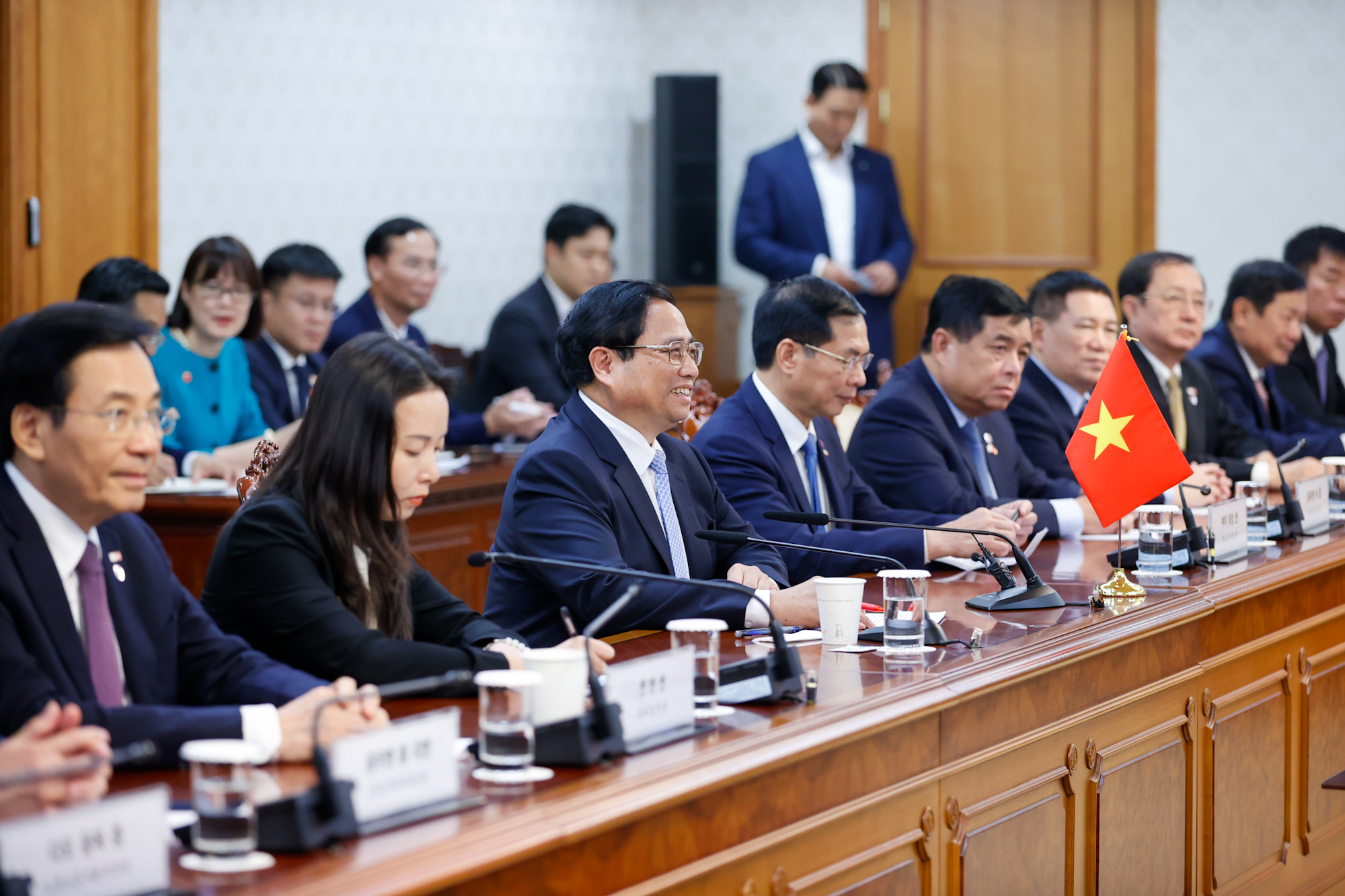 Thủ tướng Chính phủ Phạm Minh Chính cho biết Việt Nam coi trọng quan hệ với Hàn Quốc và mong muốn đưa hợp tác hai nước tiếp tục phát triển thực chất, hiệu quả và lâu dài, tương xứng với quan hệ Đối tác chiến lược toàn diện - Ảnh: VGP/Nhật Bắc
