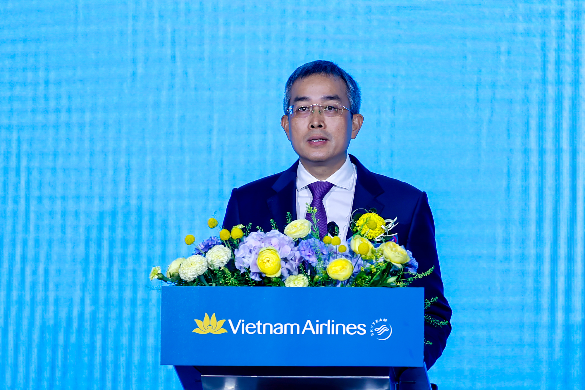 Ông Đặng Ngọc Hòa, Chủ tịch Hội đồng quản trị Vietnam Airlines phát biểu tại buổi lễ - Ảnh: VGP/Nhật Bắc