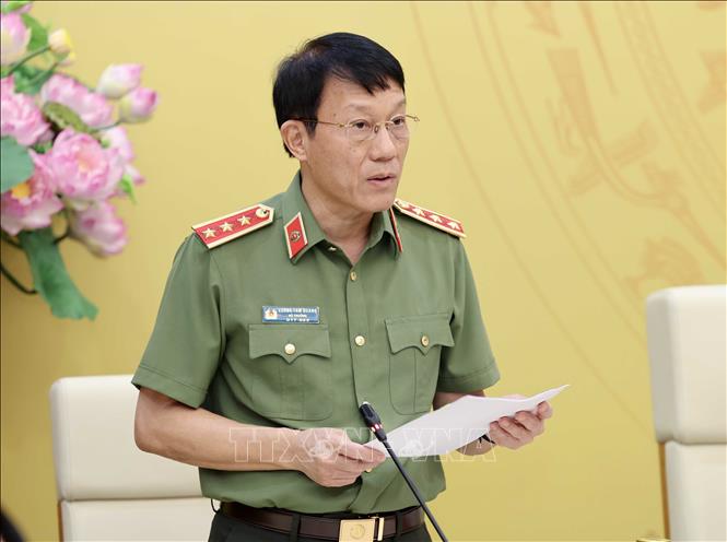 Thượng tướng Lương Tam Quang, Bộ trưởng Bộ Công an phát biểu khai mạc hội nghị - Ảnh: TTXVN
