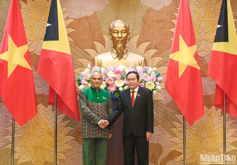 Chủ tịch Quốc hội Trần Thanh Mẫn và Tổng thống Timor-Leste Jose Ramos-Horta tại buổi hội kiến. (Ảnh: Duy Linh)