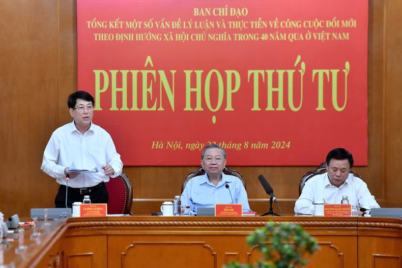 Thường trực Ban Bí thư Lương Cường phát biểu tại phiên họp. Ảnh: ĐĂNG KHOA