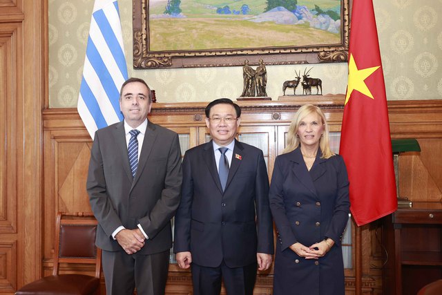 Chủ tịch Quốc hội Vương Đình Huệ hội đàm với Chủ tịch Thượng viện và Hạ viện Uruguay - Ảnh 1.