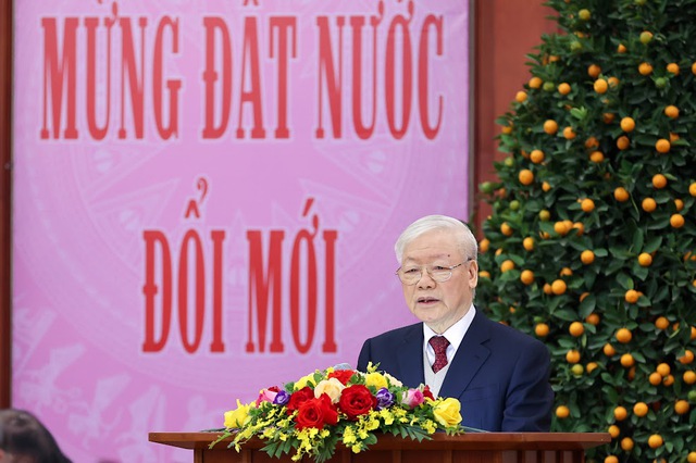 Tổng Bí thư Nguyễn Phú Trọng chúc Tết lãnh đạo, nguyên lãnh đạo Đảng, Nhà nước - Ảnh 3.