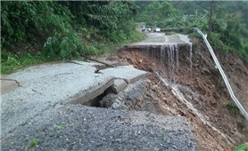 Nhiều tuyến đường miền núi Quảng Ngãi bị sạt lở nghiêm trọng