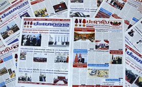 Báo chí Lào đưa tin đậm nét về chuyến thăm Việt Nam của Chủ tịch Quốc hội Xaysomphone Phomvihane