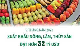 7 tháng năm 2022: Xuất khẩu nông, lâm, thủy sản đạt hơn 32 tỷ USD