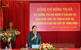 Thứ trưởng, Phó Chủ nhiệm Ủy ban Dân tộc Nông Thị Hà thăm, làm việc với Trường Dự bị Đại học Dân tộc Trung ương