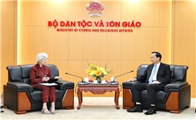 Bộ trưởng Bộ Dân tộc và Tôn giáo Đào Ngọc Dung tiếp xã giao Giám đốc Văn phòng Tổ chức Lao động Quốc tế tại Việt Nam