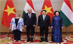 Chủ tịch nước Lương Cường chủ trì chiêu đãi chính thức Tổng thống Hungary