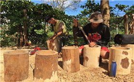 Dân làng Breng duy trì nghề làm cối gỗ