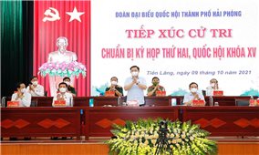 Chủ tịch Quốc hội Vương Đình Huệ tiếp xúc cử tri huyện Tiên Lãng, TP. Hải Phòng
