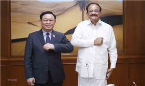 Chủ tịch Quốc hội Vương Đình Huệ gặp Phó Tổng thống kiêm Chủ tịch Thượng viện Ấn Độ Venkaiah Naidu