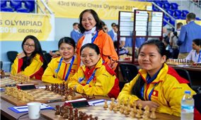 Các nữ kỳ thủ Việt Nam đối đầu Thái Lan ở vòng 1 Chess Olympiad