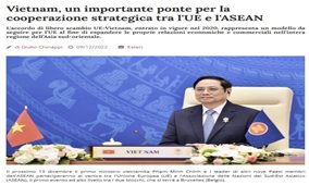 Truyền thông Italy nêu bật vai trò cầu nối của Việt Nam trong quan hệ ASEAN - EU